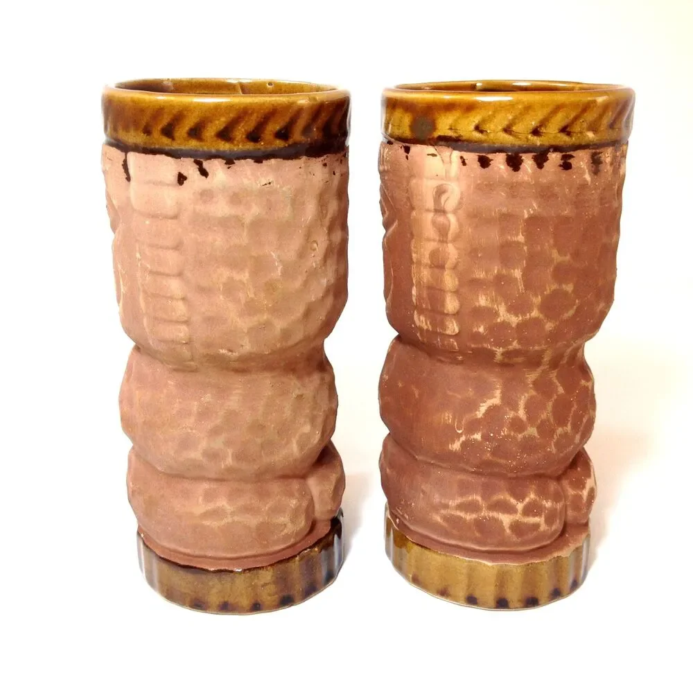 2 Vintage Tiki Mug Cup Ceramic Pair Of 2 Orchids of Hawaii Japan